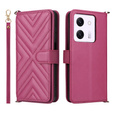 Puzdro s chlopňou pre Xiaomi Poco M7 Pro 5G, Crossbody Leather Wallet, bordové