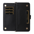 Puzdro s chlopňou pre Oppo Reno 13 5G, Crossbody Leather Wallet, čierne