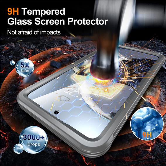 Puzdro pre Samsung Galaxy S25 FE, Shockproof, so sklom, pre MagSafe, sivé