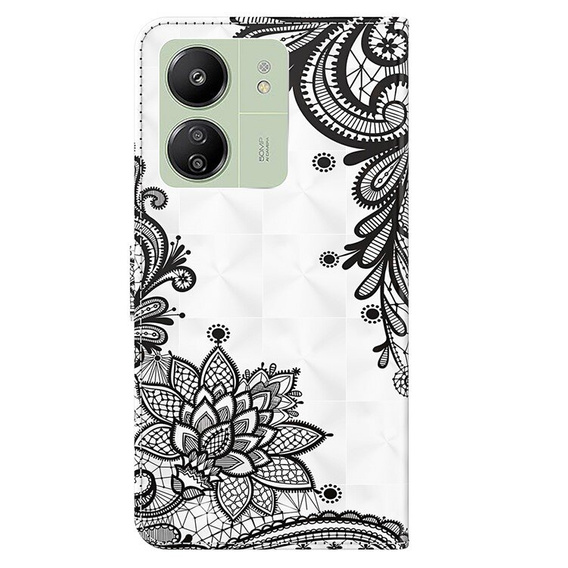 Klapkové puzdro pre Xiaomi Redmi 13C / Poco C65, Wallet, Lace Flower biele