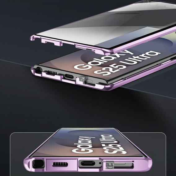 Puzdro pre Samsung Galaxy S25 Ultra, Magnetic Dual Glass, fialové