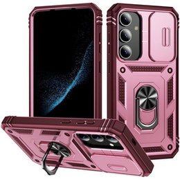 Obal na mobil pre Samsung Galaxy S24+ Plus, CamShield Slide, ružové / červené