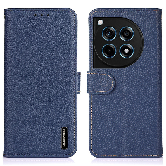 KHAZNEH RFID puzdro pre OnePlus 12R, Litchi Texture, modré