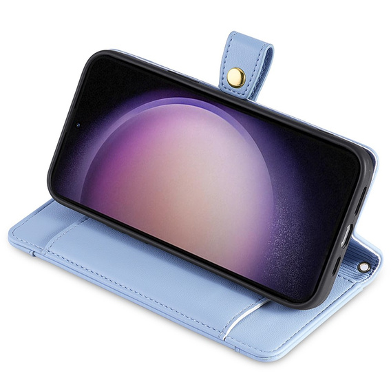 Klapkové puzdro pre Samsung Galaxy S23, Wallet Zipper Pocket, modré