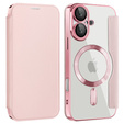 Klapkové puzdro pre iPhone 16, RFID Wallet MagSafe CamShield, ružové
