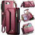 Puzdro CASEME pre iPhone16e, RFID Leather Wallet, s popruhom cez rameno, červené