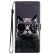 Klapkové puzdro pre Samsung Galaxy A25 5G, Wallet, Cat, čierne+ 9H sklo