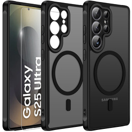 Puzdro pre Samsung Galaxy S25 Ultra, pre MagSafe, ERBORD Matt Case, čierny + sklo na displej