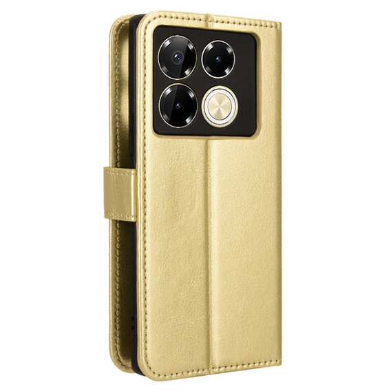 Klapkové puzdro pre Infinix Note 40 Pro Plus, Crazy Horse Wallet, zlaté