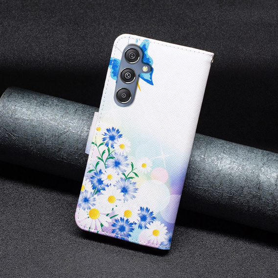 Klapkové puzdro pre Samsung Galaxy M34, Wallet, butterfly & flowers, biele