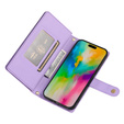 Klapkové puzdro pre iPhone 16 Pro Max, Wallet Zipper Pocket, fialové