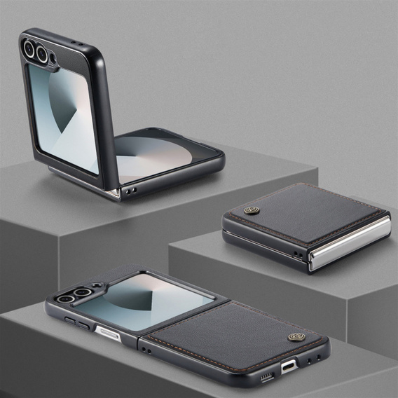 Puzdro pre Samsung Galaxy Z Flip7 FE / Z Flip6, CASEME Litchi Leather, čierne