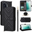 Puzdro s chlopňou pre Honor 400 5G, Crossbody Leather Wallet, čierne