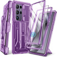 Puzdro pre Samsung Galaxy S24 Ultra, Tongate MECH Series Clip, transparentné / fialové