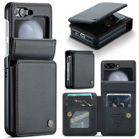 CASEME flipové puzdro pre Samsung Galaxy Z Flip5 5G, Litchi Wallet, čierne