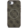 GUESS Obal na mobil pre iPhone 16E, 4G Ring Classic Logo, hnedé