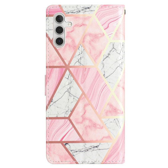 Klapkové puzdro pre Samsung Galaxy A25 5G, Wallet Marble, ružové + 9H sklo
