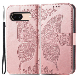 Klapkové puzdro pre Google Pixel 8A, Butterfly, ružové rose gold