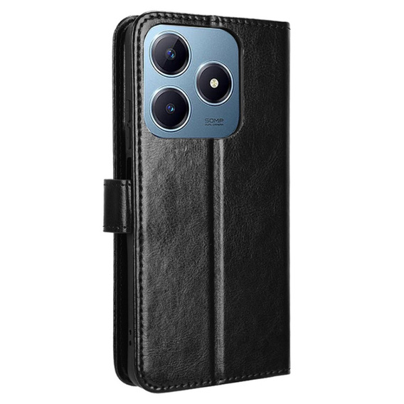 Klapkové puzdro pre Realme C61, Crazy Horse Wallet, čierne