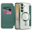 Klapkové puzdro pre Samsung Galaxy S24 FE, RFID Wallet MagSafe CamShield, zelený