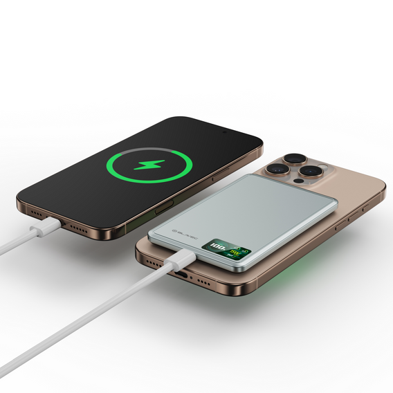 Blavec Power Bank 10000mAh BJ-03 Slim 13,5 mm - Typ C - 22,5 W, MagSafe 3v1 - sivá