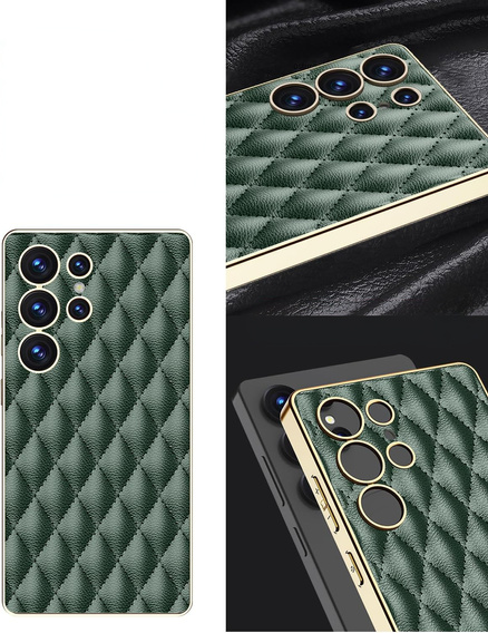 Puzdro pre Samsung Galaxy S25 Ultra, Leather Rhombus, zelený