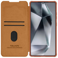 Flipové puzdro NILLKIN pre Samsung Galaxy S25 Ultra, CamShield Qin Pro, kožené, hnedé