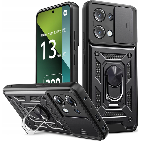 Obal na mobil pre Xiaomi Redmi Note 13 Pro 5G, CamShield Slide, čierne