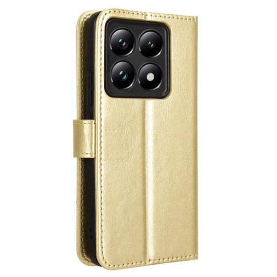 Klapkové puzdro pre Xiaomi 14T Pro, Crazy Horse Wallet, zlaté