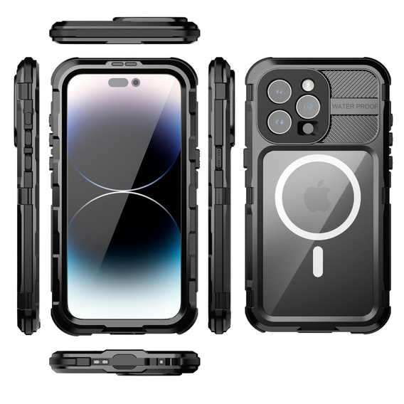 Vodotesné puzdro IP68 pre iPhone 15 Pro Max, SHELLBOX MagSafe, čierne