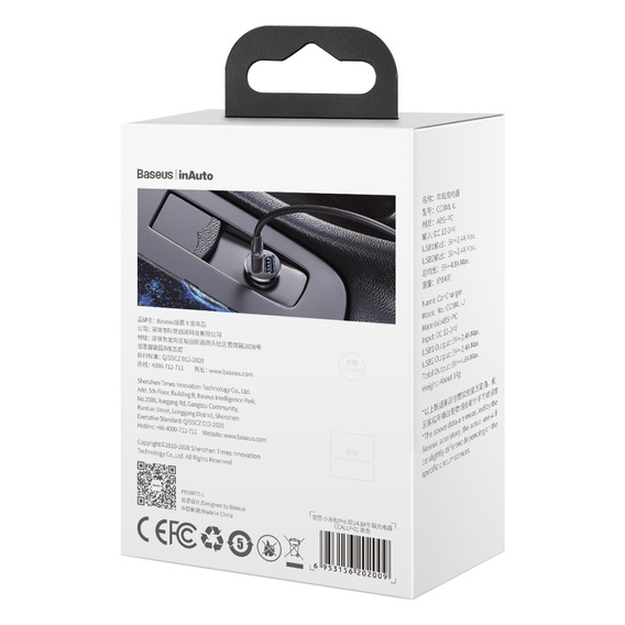 Baseus Grain Pro 2x USB 4,8 A nabíjačka do auta pre zariadenia napájané cez USB – univerzálna