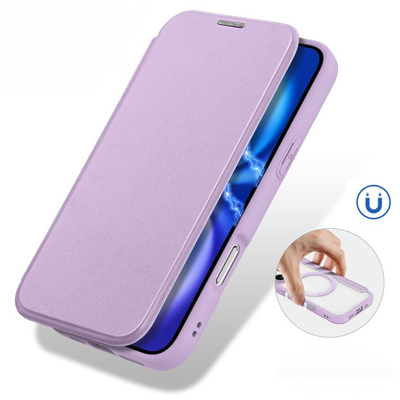 Puzdro Dux Ducis pre iPhone 17, Skin X Pro, s chlopňou, pre MagSafe, fialové