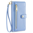 Klapkové puzdro pre Samsung Galaxy A16, Wallet Zipper Pocket, modré