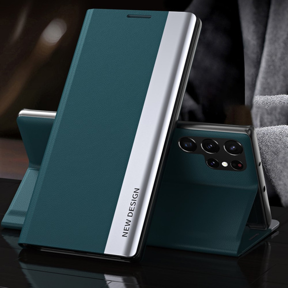 Klapkové puzdro pre Samsung Galaxy S22 Ultra 5G, Side Magnetic, zelený