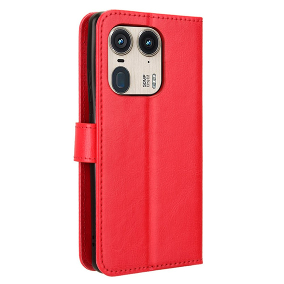 Klapkové puzdro pre Motorola Edge 50 Ultra, Crazy Horse Wallet, červené