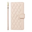 Puzdro s chlopňou pre iPhone 16E, Rhombus Crossbody Leather, béžové