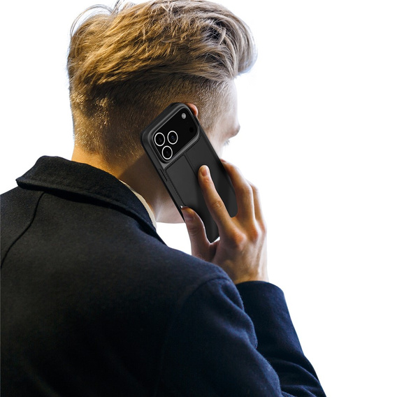 Puzdro Dux Ducis pre iPhone 17 Pro, Skin Pro, s chlopňou, s otvorom na kartu, čierne