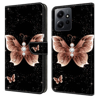 Klapkové puzdro pre Xiaomi Redmi Note 12 4G, Wallet Butterfly, čierne