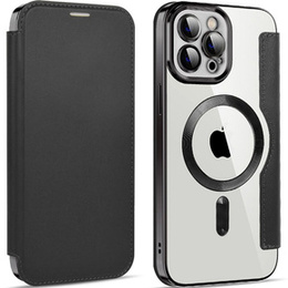 Klapkové puzdro pre iPhone 12 Pro, RFID Wallet MagSafe CamShield, čierne