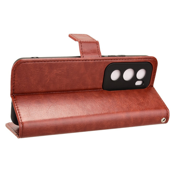 Klapkové puzdro pre Oppo Reno 12 Pro, Crazy Horse Wallet, hnedé