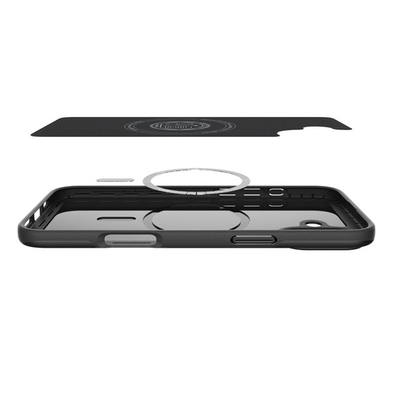Puzdro Spigen pre iPhone 16 Plus, Thin Fit Mag, sivé + tvrdené sklo 9H