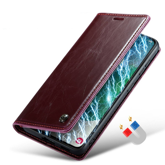 CASEME flipové puzdro pre Samsung Galaxy S21 FE, Waxy Textured, červené