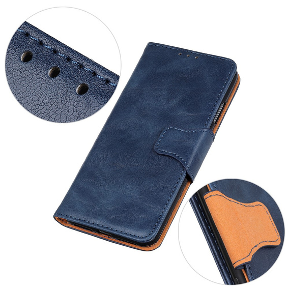 Klapkové puzdro pre Samsung Galaxy S25 Edge, Crazy Horse Wallet, modré