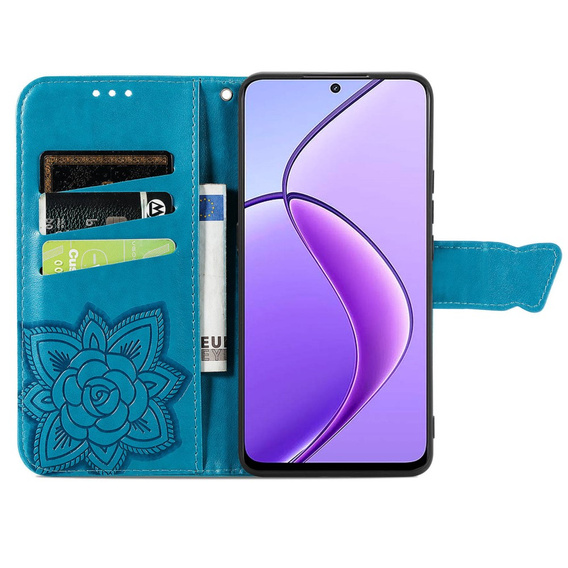 Klapkové puzdro pre Realme 12, Butterfly, modré