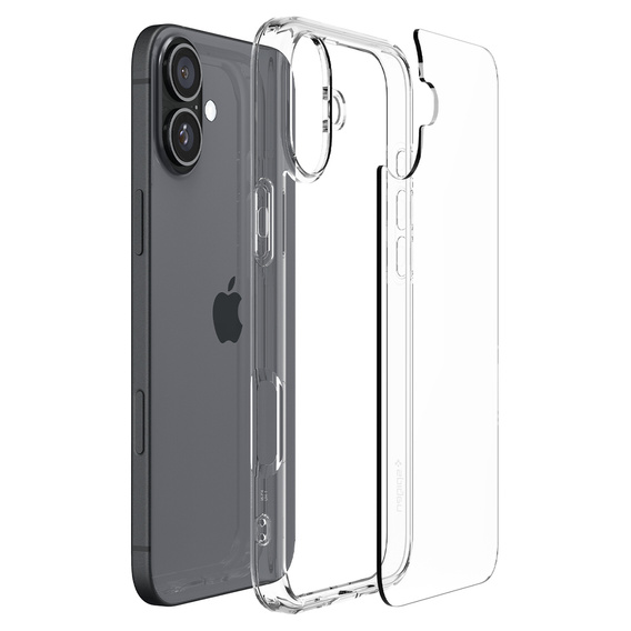 Puzdro Spigen pre iPhone 16, Ultra Hybrid, priehľadné + tvrdené sklo 9H