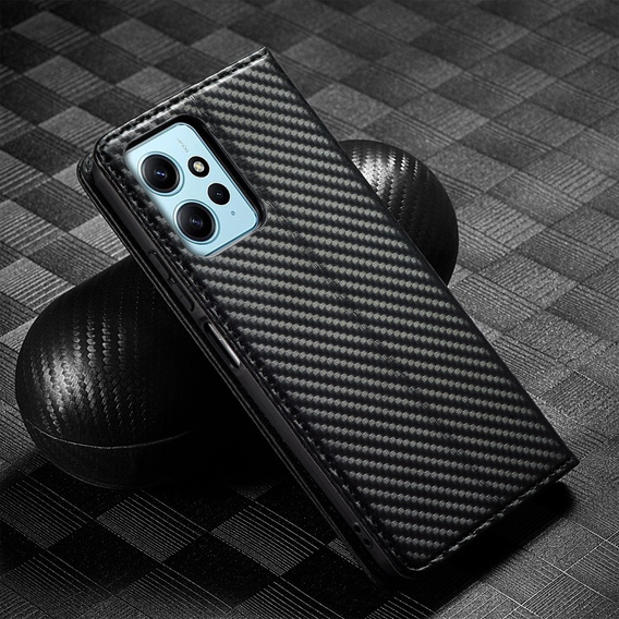Klapkové puzdro pre Xiaomi Redmi Note 12 4G, Carbon LC.IMEEKE, čierne