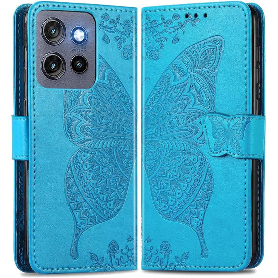 Klapkové puzdro pre Motorola Edge 50 Neo / Motorola ThinkPhone 25, Butterfly, modré
