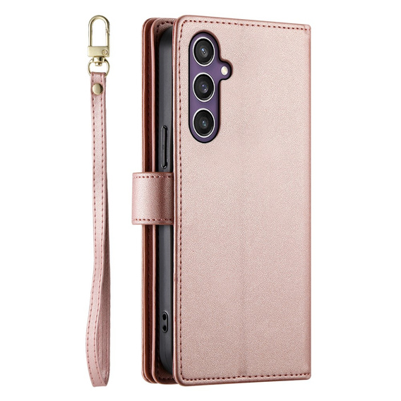 Klapkové puzdro pre Samsung Galaxy S25, Wallet Zipper Pocket, ružové