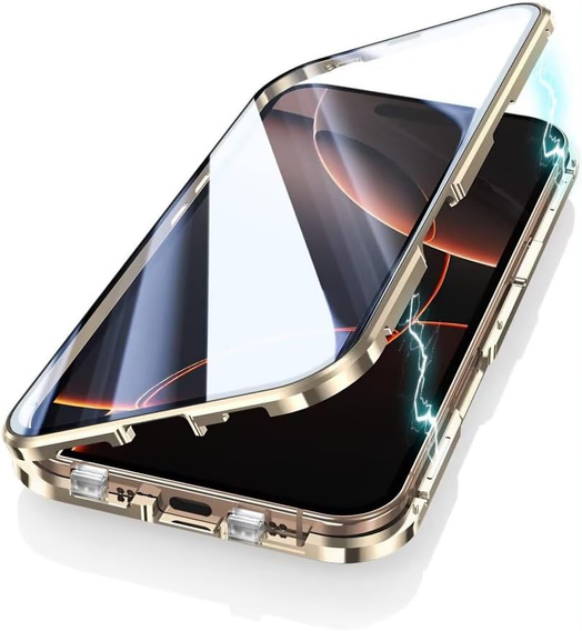Puzdro pre iPhone 16 Pro, Magnetic Dual Glass, zlaté