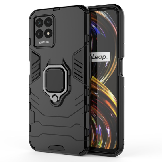Obal na mobil pre Realme 8i, Kickstand Ring, čierne